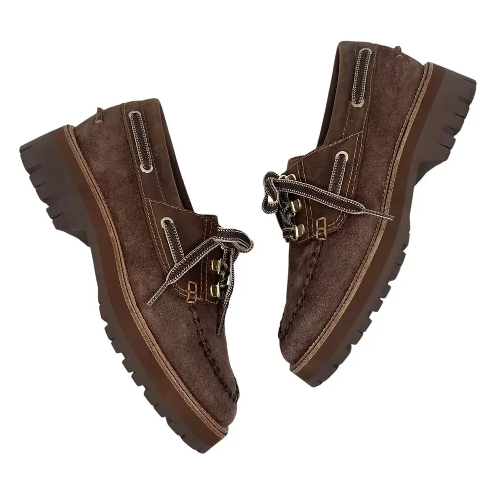 Rag & Bone Cameron Lug Sole Boat Shoes Mocha Brown Suede Size 39